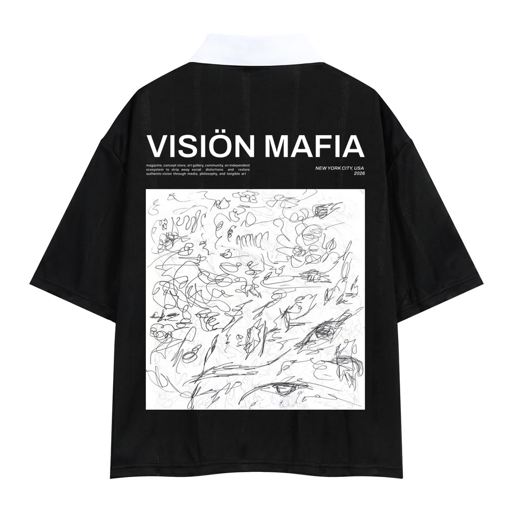 VISIÖN MAFIA — CONCEPT 02: 'VISION ABSTRACT' JERSEY SOCCER POLO (BLACK)