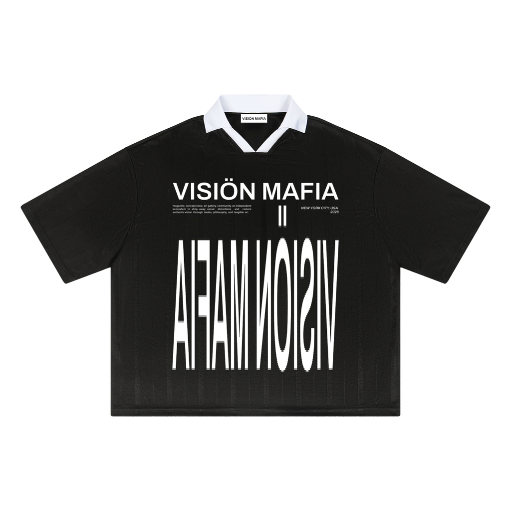 VISIÖN MAFIA — CONCEPT 02: 'VISION ABSTRACT' JERSEY SOCCER POLO (BLACK)