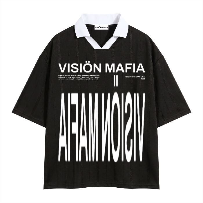 VISIÖN MAFIA — CONCEPT 02: 'VISION ABSTRACT' JERSEY SOCCER POLO (BLACK)